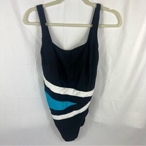 Longitude Black and Blue One-Piece Swimsuit